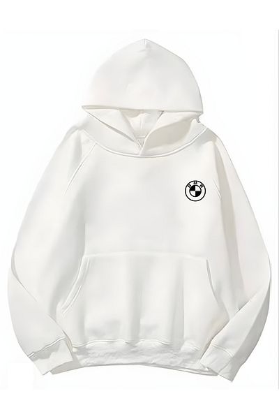 Edizen E90 2025 Premium Unisex Oversize Λευκό Φούτερ με κουκούλα - 100% βαμβάκι