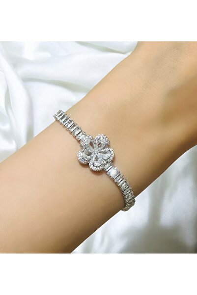 İthal الفضة الصلب ديزي أحسب الزركون حجر المرأة سوار، سوار