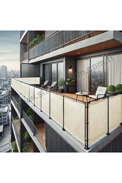 sizenelazım 50cm x 0.5m  Krem PVC Su Geçirmez Balkon Demiri Korkuluk Çit Branda