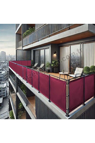 sizenelazım 50cm x 0.5m  Bordo PVC Su Geçirmez Balkon Demiri Korkuluk Çit Branda
