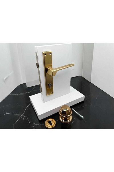 KOLDOOR Zey Matte Gold Steel Door Handle Right Press + Door Knob Exclude Lock