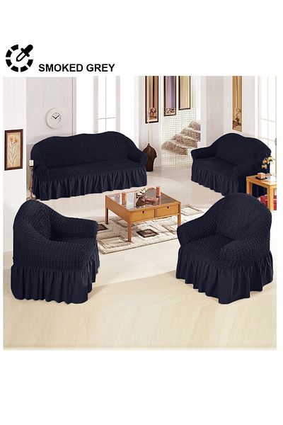 Evory Home Sofa Cover 4 Pieces Set of 7 Seater (3+2+1+1) Anti Wrinkle Slip Resistant Furniture Protector