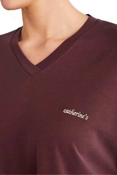 Catherine's Catherines Soft Textured Fabric V-Neck Long Sleeve Kdain Pjama Suit