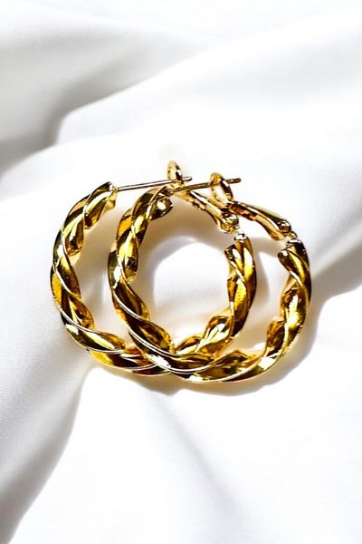 PETEK AKSESUAR Thick Twisted Hoop Earrings