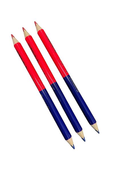 Pelikan مجموعة أقلام رأس مثلثة كبيرة الحجم باللونين الأحمر والأزرق مكونة من 3 قطع