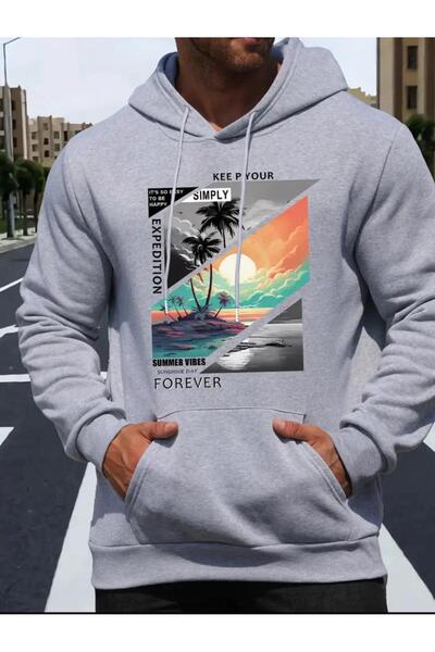 caddekombin Двуслойна блуза с качулка и джобове с вечен десен