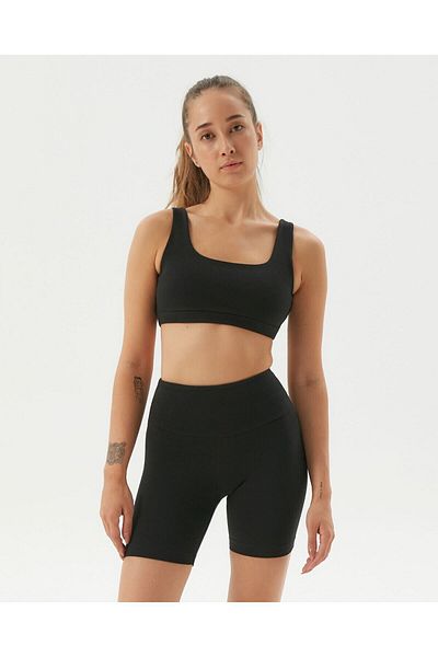 Ayma Active Black Women's Organic Cotton High Waist Biker Tights Shorts