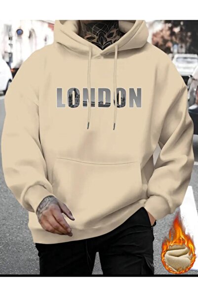 caddekombin Φούτερ με κουκούλα με τυπωμένο σχέδιο της Λονδίνης με 2 κλωστές κ...