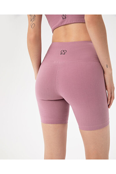 Ayma Active Pembe Kadın Organik Pamuk Yüksek Bel Biker Tayt Şort