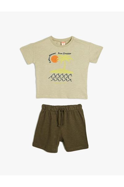 Koton Baby Boy Shorts T-Shirt Suit Printed Cotton 4Smb10469Tk