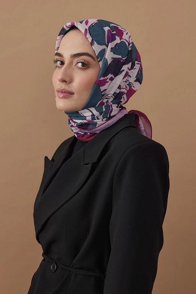 Modakaşmir Βαμβακερό κασκόλ 110x110 Flow Pattern - Cherry