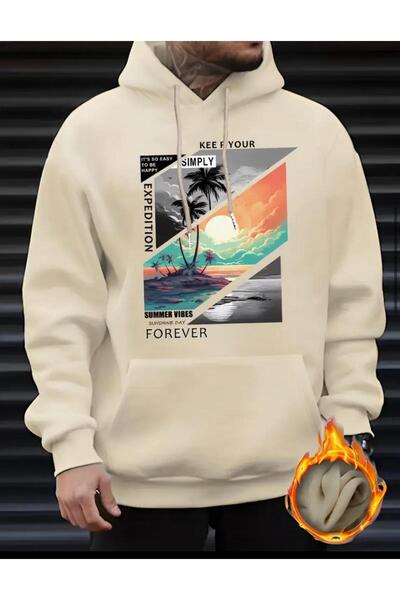 caddekombin Φούτερ με κουκούλα με 2 κλωστές με σχέδιο Forever με τσέπες