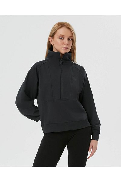 Ayma Active Anthracite Stand Collar Half Zipper Oversize Sweatshirt