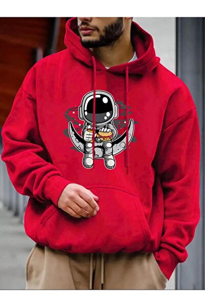 caddekombin Сладко суитшърт с качулка и джобове, с двуслоен плат и шарки с извънземни