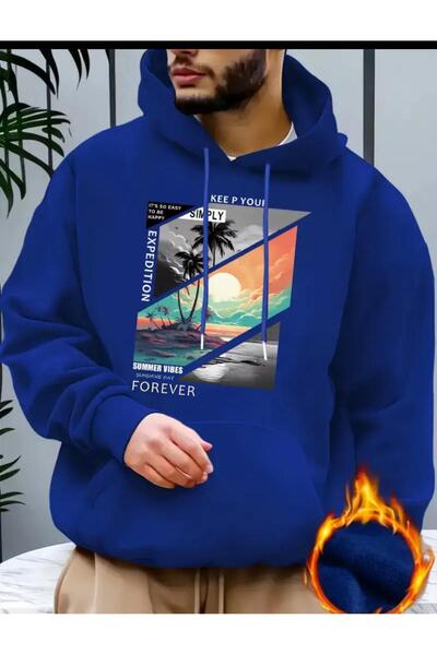 caddekombin Двуслойна блуза с качулка и джобове с вечен десен