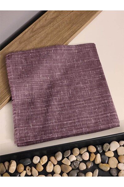 İpekel Koyu Mürdüm Desenli Keten Flamlı Eşarp Yazma