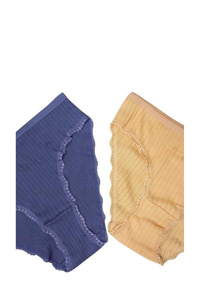 MODY 5Pcs 100% Cotton Breathable Fabric Bikini Cutout Chain Stitched Panties
