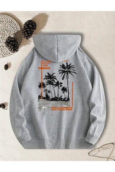 caddekombin Φούτερ με κουκούλα με μοτίβο Vacation Mood με 2 κλωστές και τσέπες