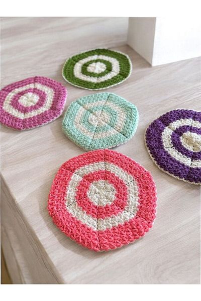 Dantelux Hand Knitted 5 Pieces Round Model Fiber Dowry Holder Daily Use