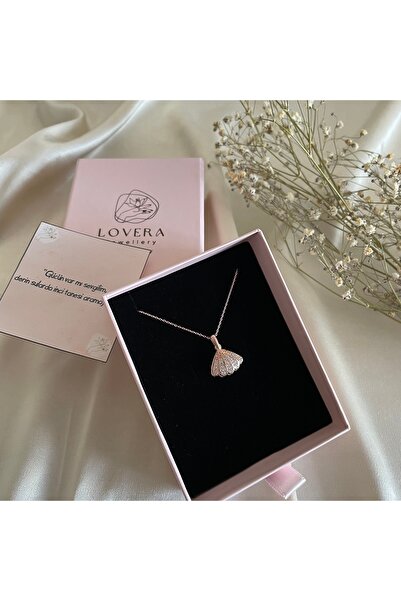 Lovera Jewellery 925 Ayar Gümüş Rose Inci Taşlı Istiridye Kolye | Kadın Zarif Takı Şık Doğum Günü Hediyesi