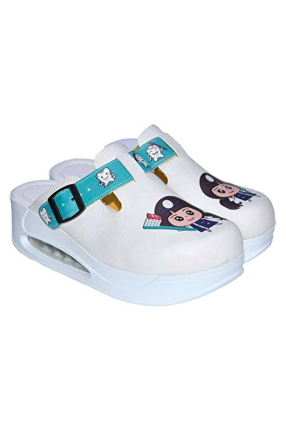 Shoerokee Air Sole Anatomically Filled Cute Dental Themed White Sabo Slippers...