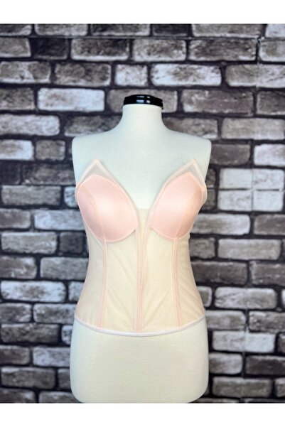 Metay Design Transparent Tulle Corset Bustier Upright Ear Model - Salmon