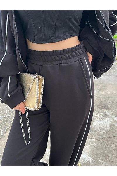 Valeur Piping Detailed Parachute Sleeve, Non-Raised Winter, Spanish Leg Double Tracksuit Set