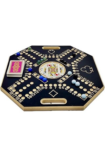 ALBADER Numbered Jackaroo Wooden Board Game Small-Size For 4 Players With Cards & Marbles