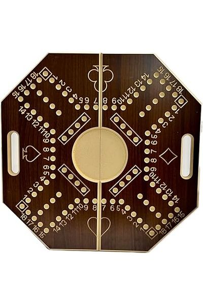 ALBADER , Numbered Foldable Jackaroo, Wooden Board Game Big-Size For 4 Players With Cards & Marbles