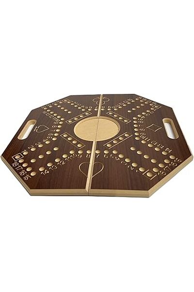 ALBADER , Numbered Foldable Jackaroo, Wooden Board Game Big-Size For 4 Players With Cards & Marbles