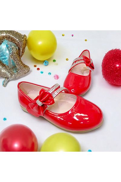 PATİK BEBE Girl's Red Color Bow Stone Stylish Shoes