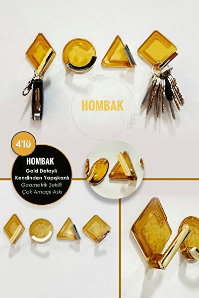 Hombak 4 komada samolepljivih zlatnih geometrijskih oblika sa detaljima, jaka...