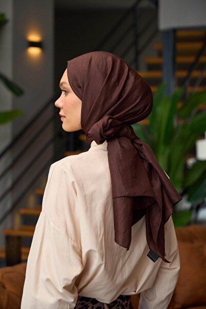 İpekhan Plain Pattern Voile Shawl Earth Voile Silk Shawl - 9800-35