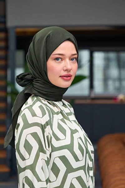 İpekhan Plain Pattern Voile Shawl Khaki Voile Silk Shawl - 9800-01