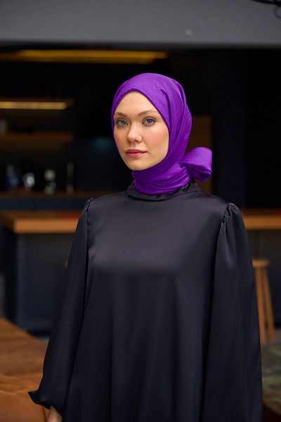 İpekhan Σάλι Voile με απλό σχέδιο Violet Voile Silk Wrap - 9800-17