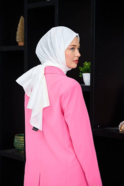 İpekhan Plain Pattern Voile Shawl White Voile Silk Shawl - 9800-19