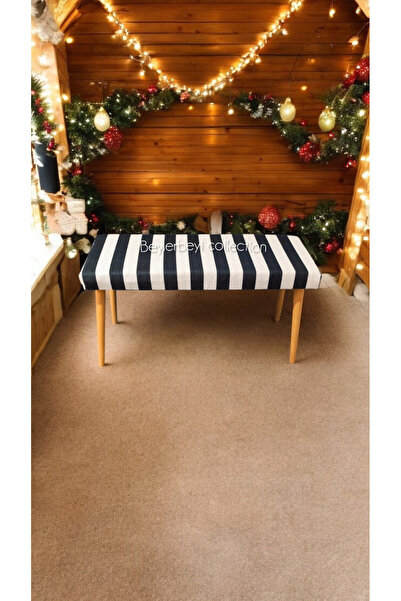 BEYLERBEYİ Ahşap Ayaklı Handmade Geniş Oturum Alanlı düz  Kumaş Pofidik Puf bench, ayak ucu uzatmalık