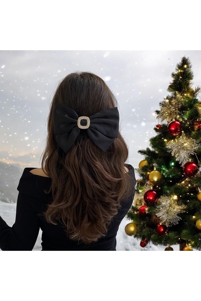 Twinssis Accessories إبزيم أوتوماتيكي بفيونكة كبيرة الحجم من الساتان الحجري ا...