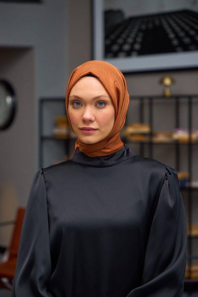 İpekhan Σάλι Voile με απλό σχέδιο Red Sand Voile Silk Wrap - 9800-13
