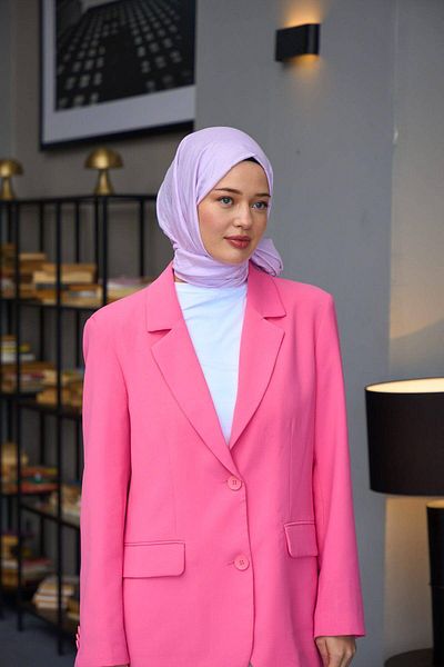 İpekhan Plain Pattern Voile Shawl Lilac Voile Silk Shawl - 9800-25