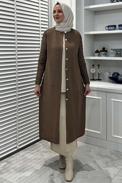 Rabia Şamlı Ζακέτα πλεκτό καφέ Magnolia Milk