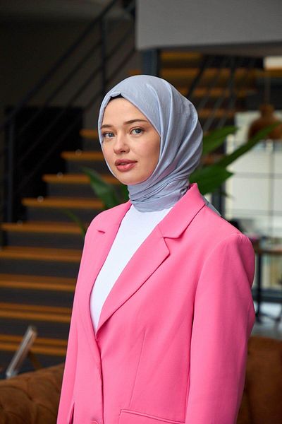İpekhan Σάλι Voile με απλό σχέδιο Γκρι Violet Voile Μεταξωτό σάλι - 9800-34