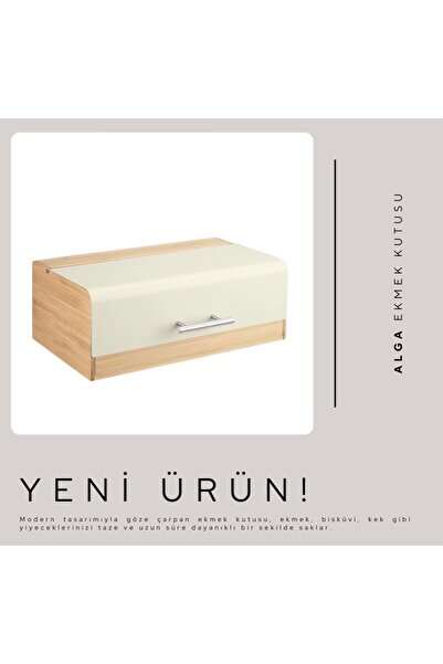 AROW Alga Krem Bambulu Metal Ekmek Dolabı