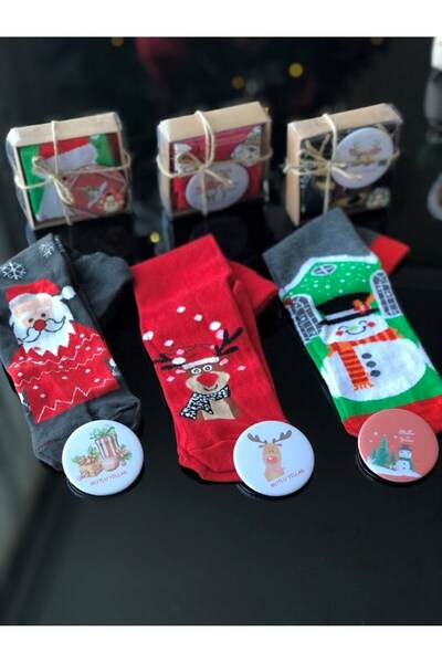 Desenor Concept 3 Adet Yılbaşı Christmas Desenli Kutulu Çorap Seti Ve Yeni Yı...