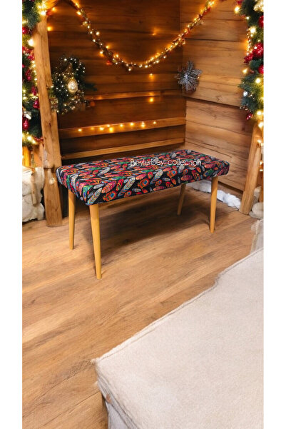 BEYLERBEYİ Ahşap Ayaklı Handmade Geniş Oturum Alanlı düz Kumaş Pofidik Puf be...