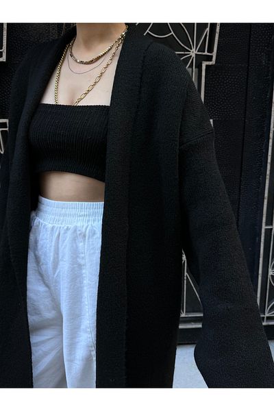 Bak'ap Maxi Long Trend Fleece Knitwear Low Sleeve Bat Sleeve Long Cardigan