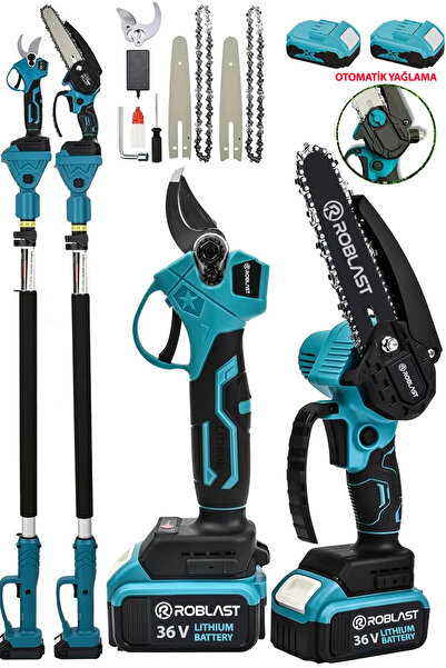 ROBLAST 36V 5Ah Çift Akülü Dal Budama Makası & Ağaç Budama Makinesi & Telesko...