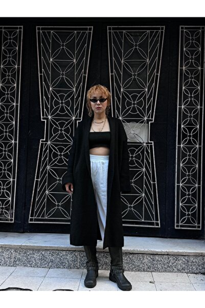 Bak'ap Maxi Long Trend Fleece Knitwear Low Sleeve Bat Sleeve Long Cardigan