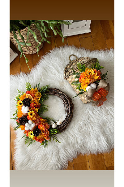 Pusula Hijyen Set dublu de ornamente pentru ușă cu obiecte de iepuraș și coș pentru ușă