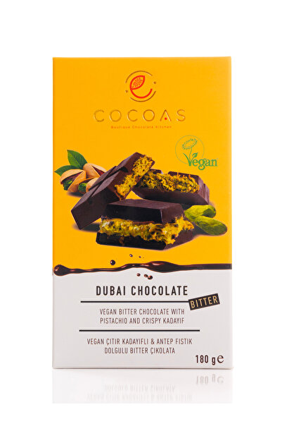 Cocoas Chocolat COCOAS VEGAN BİTTER TABLET DUBAİ ÇİKOLATASİ 180 gr